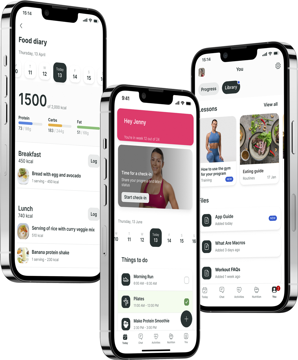 A mockup of the coaching app showcasing the features.